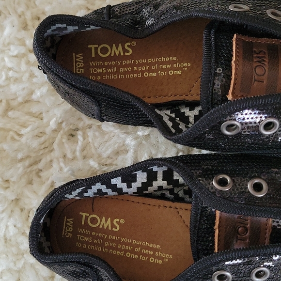 TOMS Limited Edition Sequin Black Cordanes Sneakers 8.5 - Picture 6 of 12